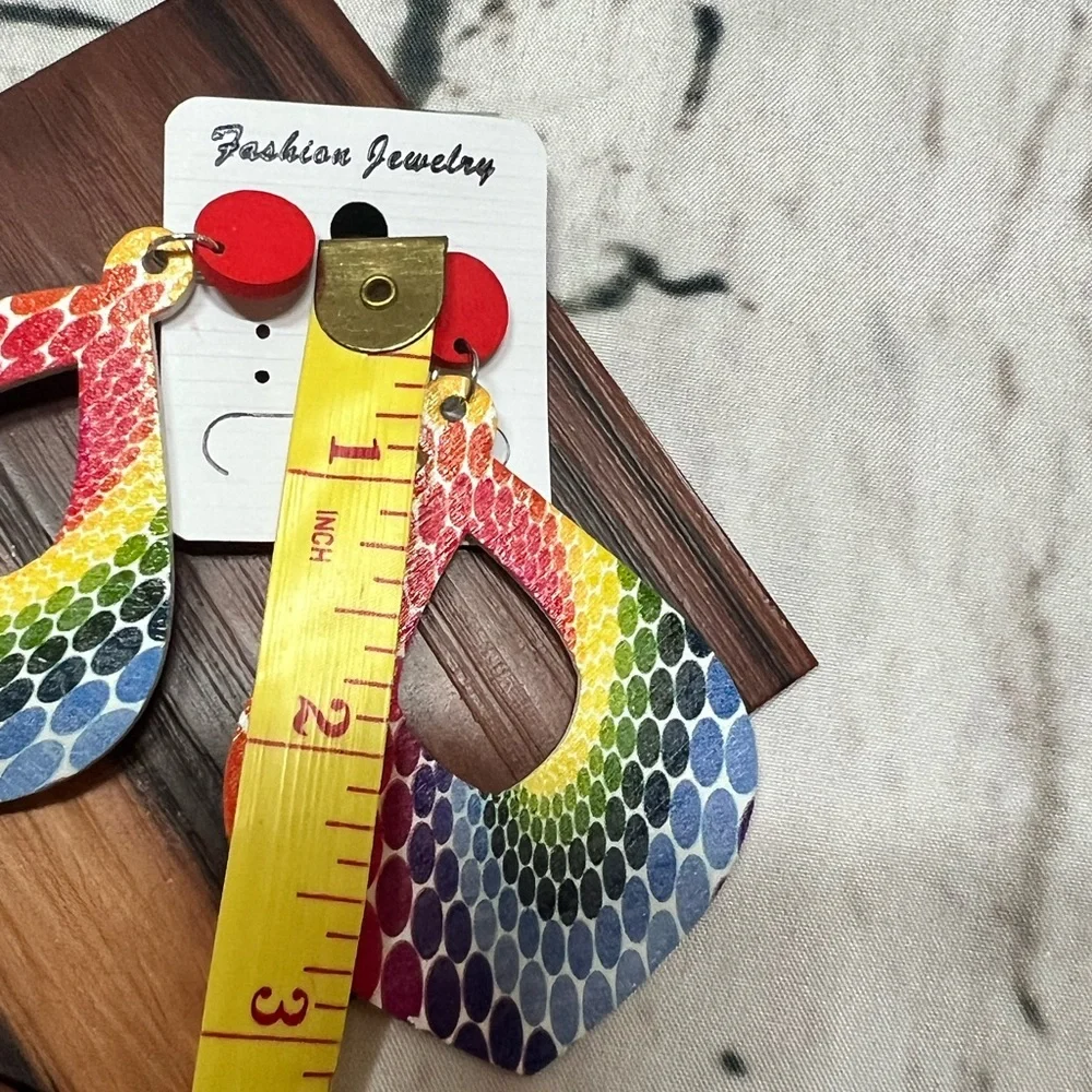 Wooden Colorful‎ bohemian Geometric Earrings Festival